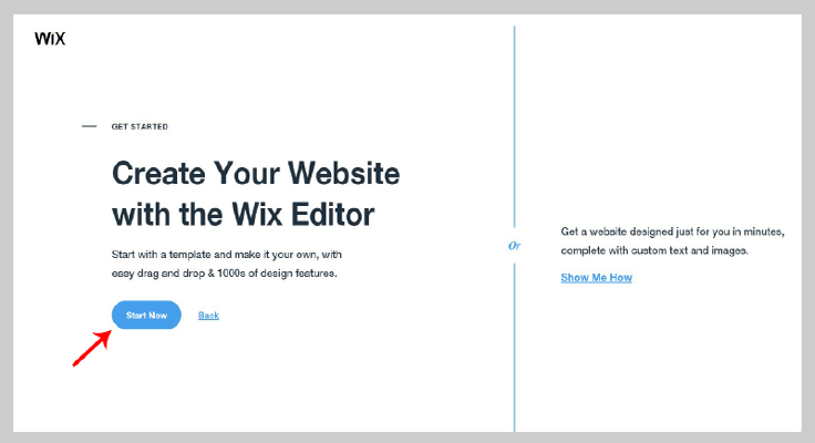 wix página de inicio