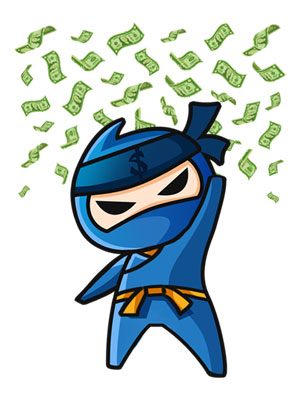 ninja con dinero cayendo